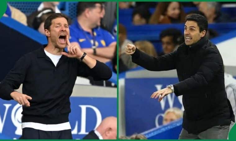 Chelsea coach Xabi Alonso and Arsenal coach Mikel Arteta.
