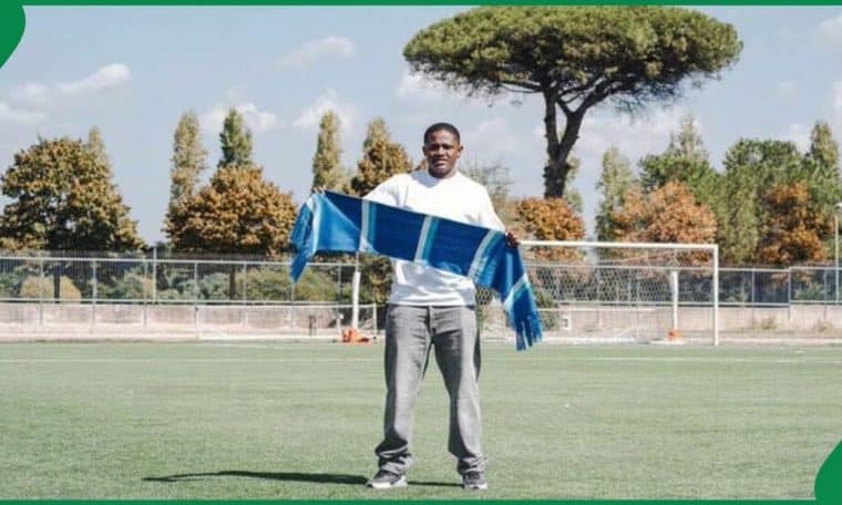 Super Falcons defender Chidinma Okeke during her unveiling at Napoli.