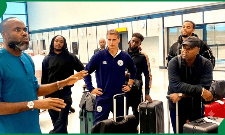 A section of Madagascar’s men's national football team during their arrival in Uyo.