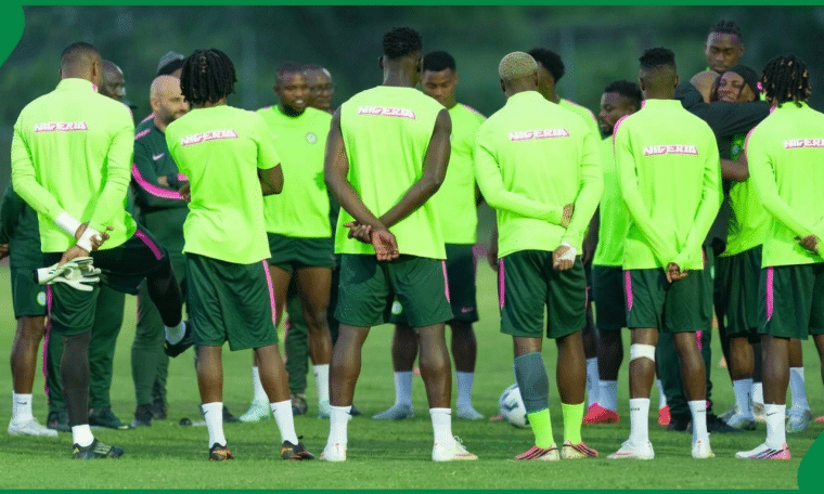 Super Eagles players in training
