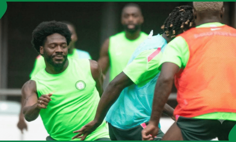 Ola Aina [far right] in training ahead of Super Eagles of Nigeria clash with Madagascar.