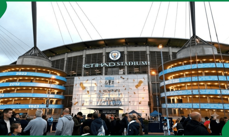 The outside view of the Manchester City stadium