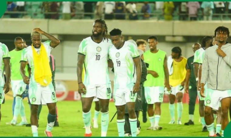 Super Eagles of Nigeria players left dejected after losing to Guinea-Bissau on September 29, 2026.