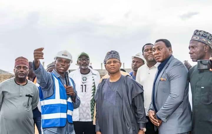 Governor Uba Sani and Atlanta 1996 Olympic Heroes inspecting Ahmadu Bello Stadium in Kaduna