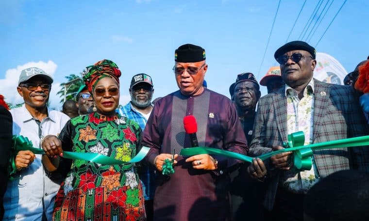 Gov Umo Eno commissioning 6.4km Road In Akwa Ibom Community of Akwa Ibom State