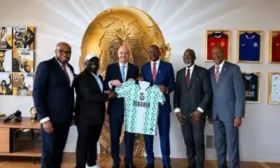 Nigerian delegates pose with FIFA President Gianni Infantino in Zurich, Switzerland, on Tuesday, September 1.