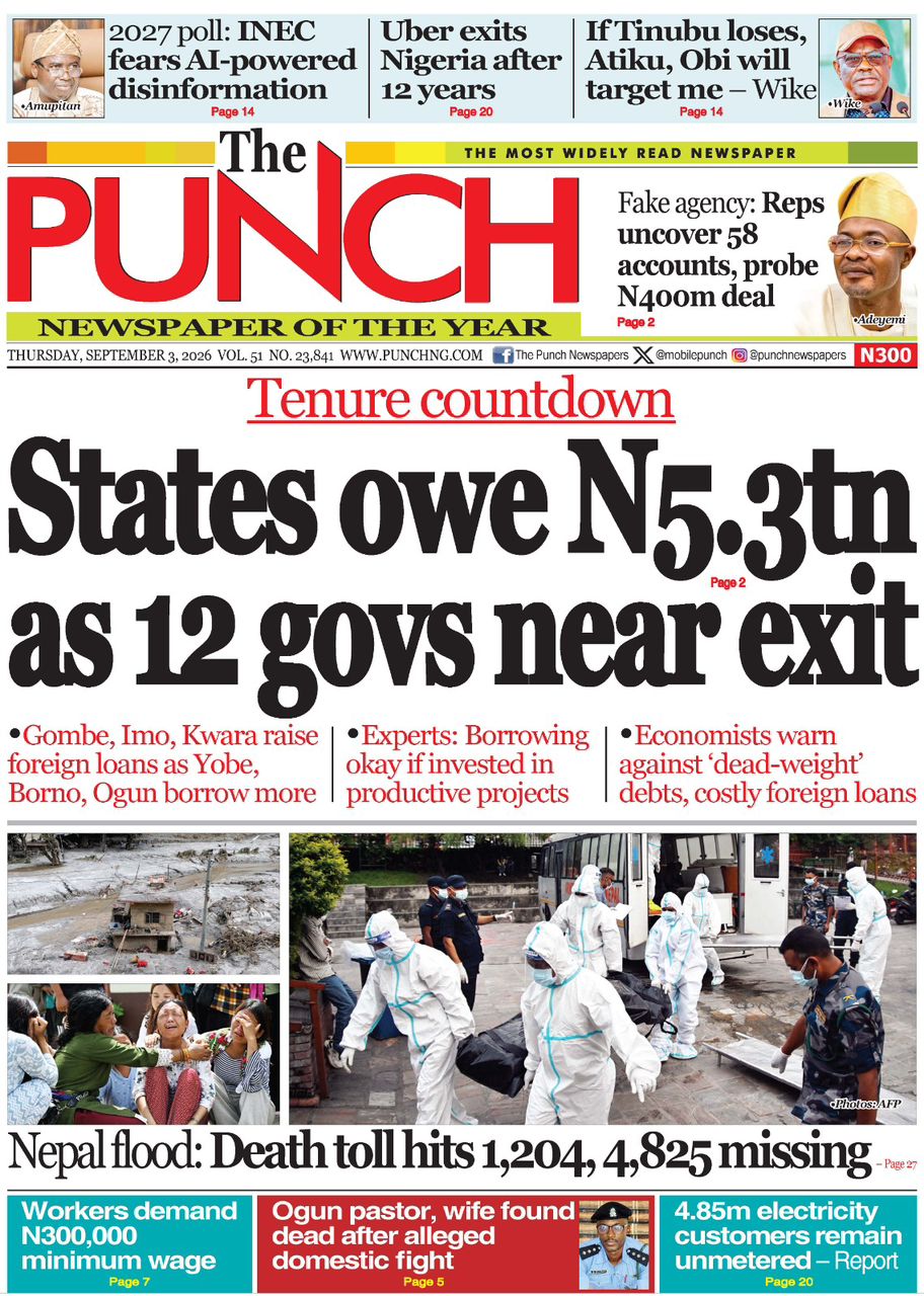 Nigerian Newspapers Daily Front Pages Review | Thursday, 3rd September, 2026