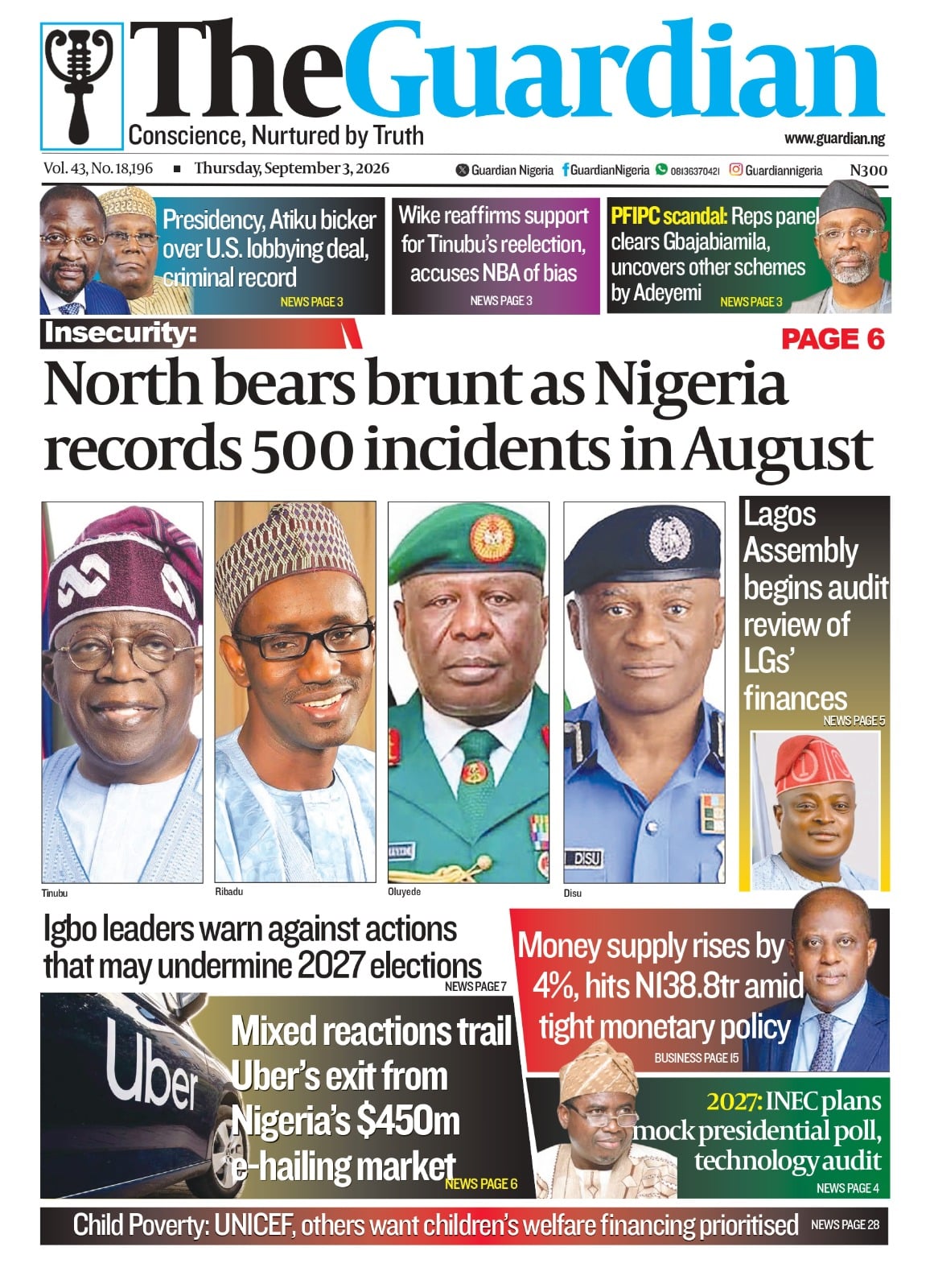 Nigerian Newspapers Daily Front Pages Review | Thursday, 3rd September, 2026