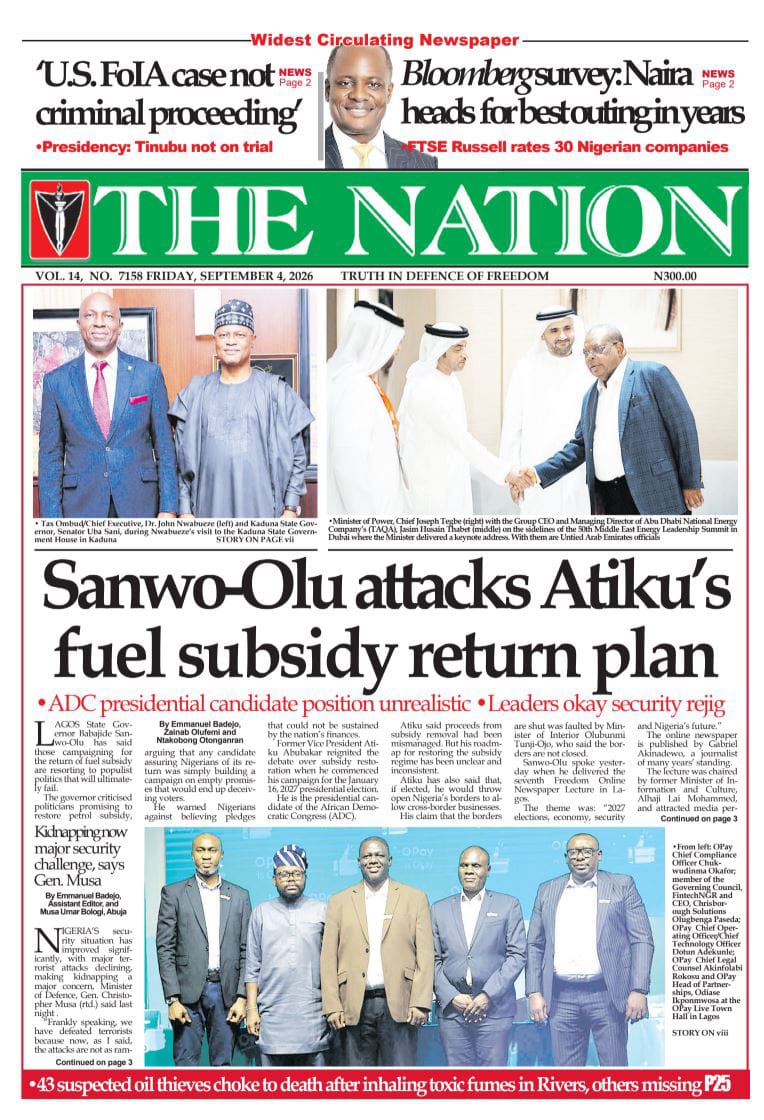 Nigerian Newspapers Daily Front Pages Review | Friday, 4th September, 2026