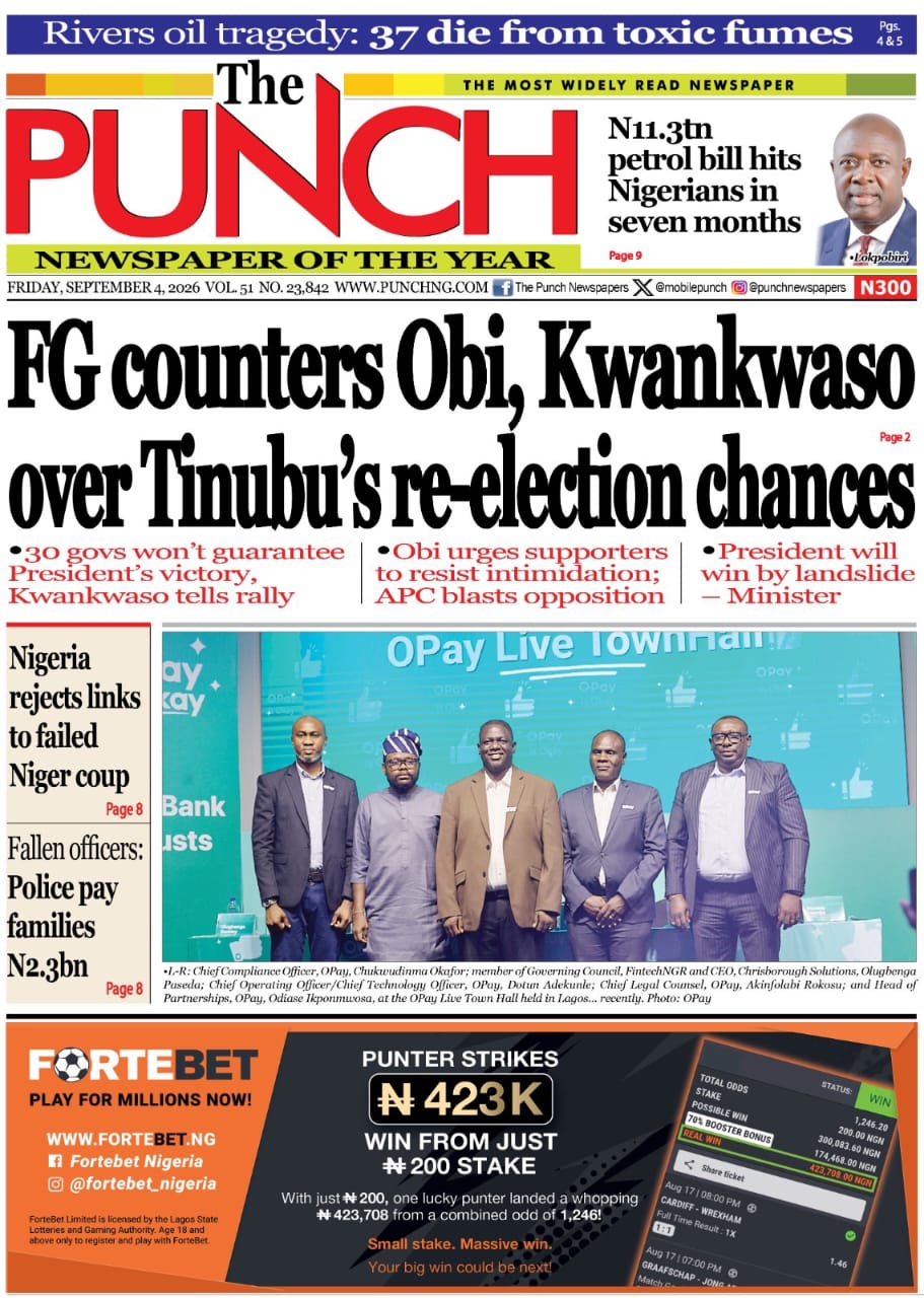 Nigerian Newspapers Daily Front Pages Review | Friday, 4th September, 2026