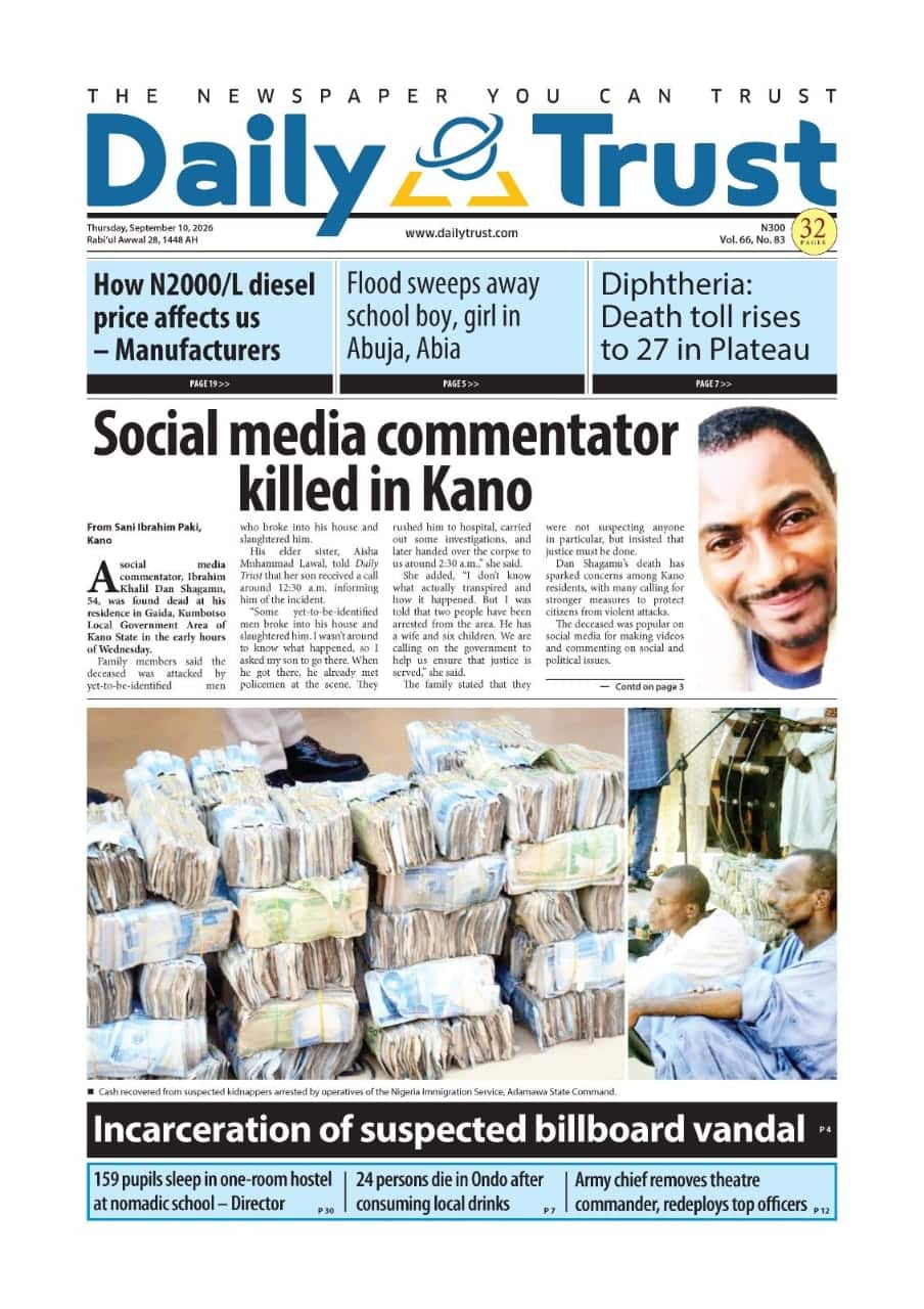 Nigerian Newspapers Daily Front Pages Review | Thursday, 10th September, 2026