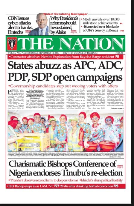 Nigerian Newspapers Daily Front Pages Review | Thursday, 10th September, 2026