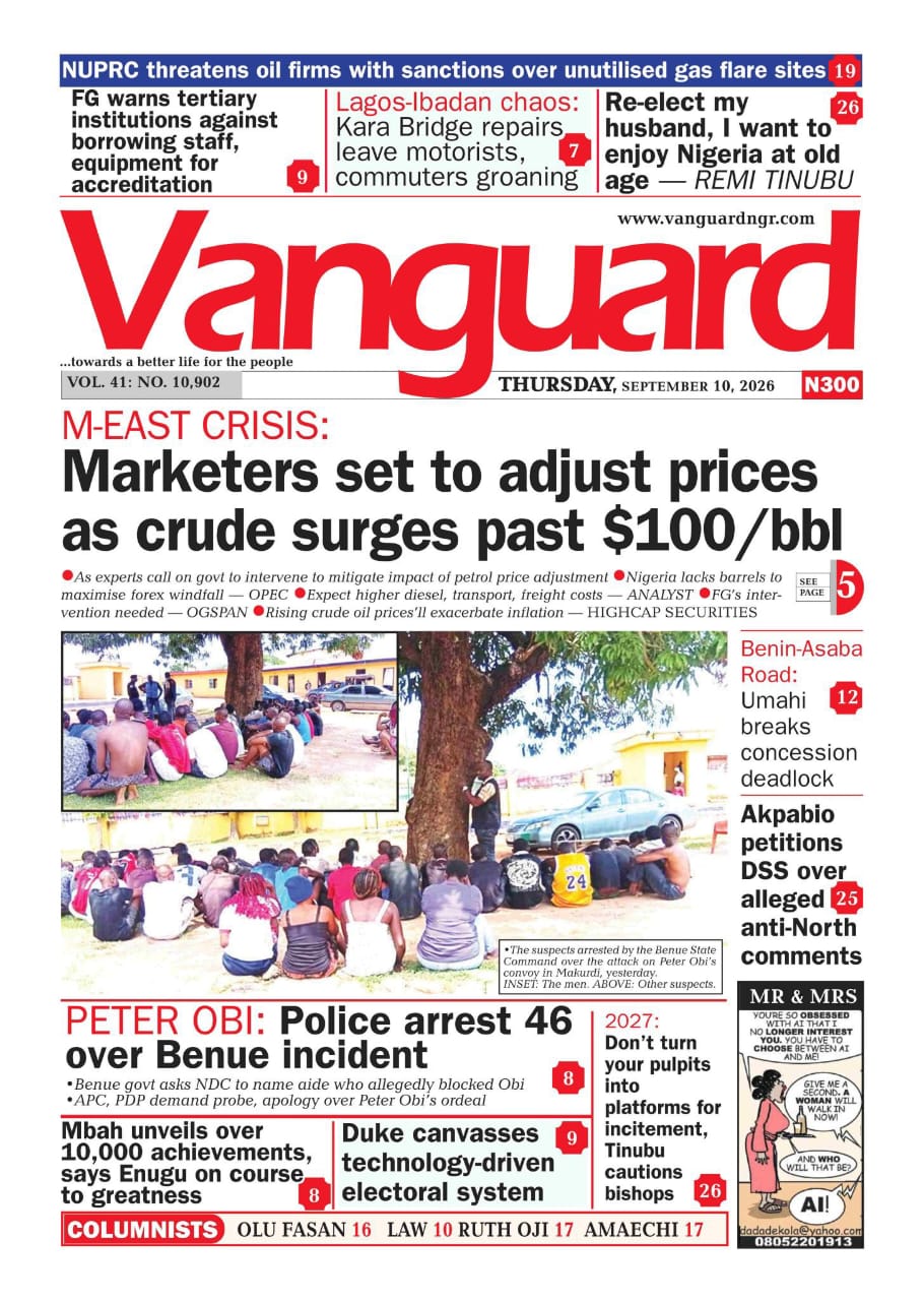 Nigerian Newspapers Daily Front Pages Review | Thursday, 10th September, 2026