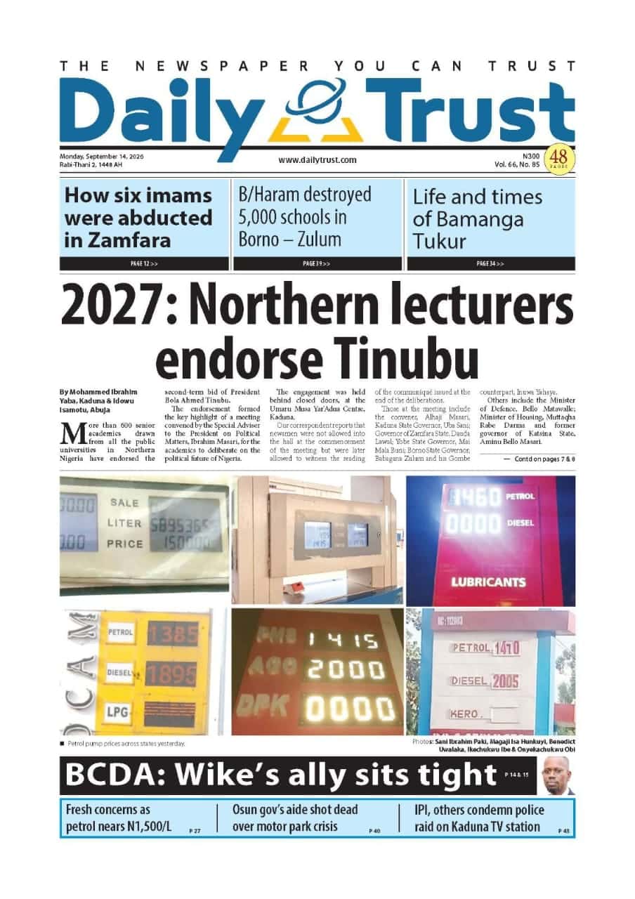 Nigerian Newspapers Daily Front Pages Review | Monday, 14th September, 2026