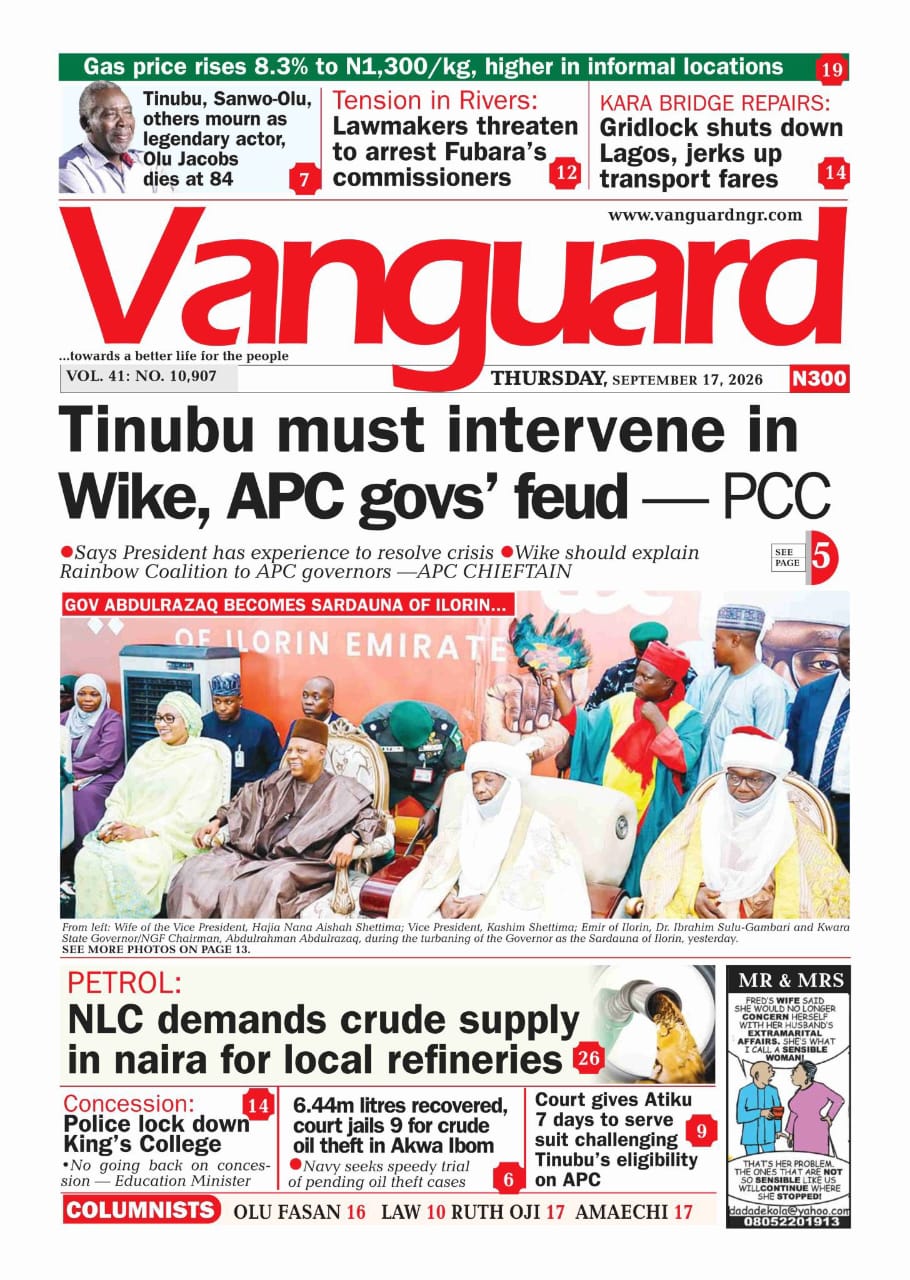 Nigerian Newspapers Daily Front Pages Review | Thursday, 17th September, 2026