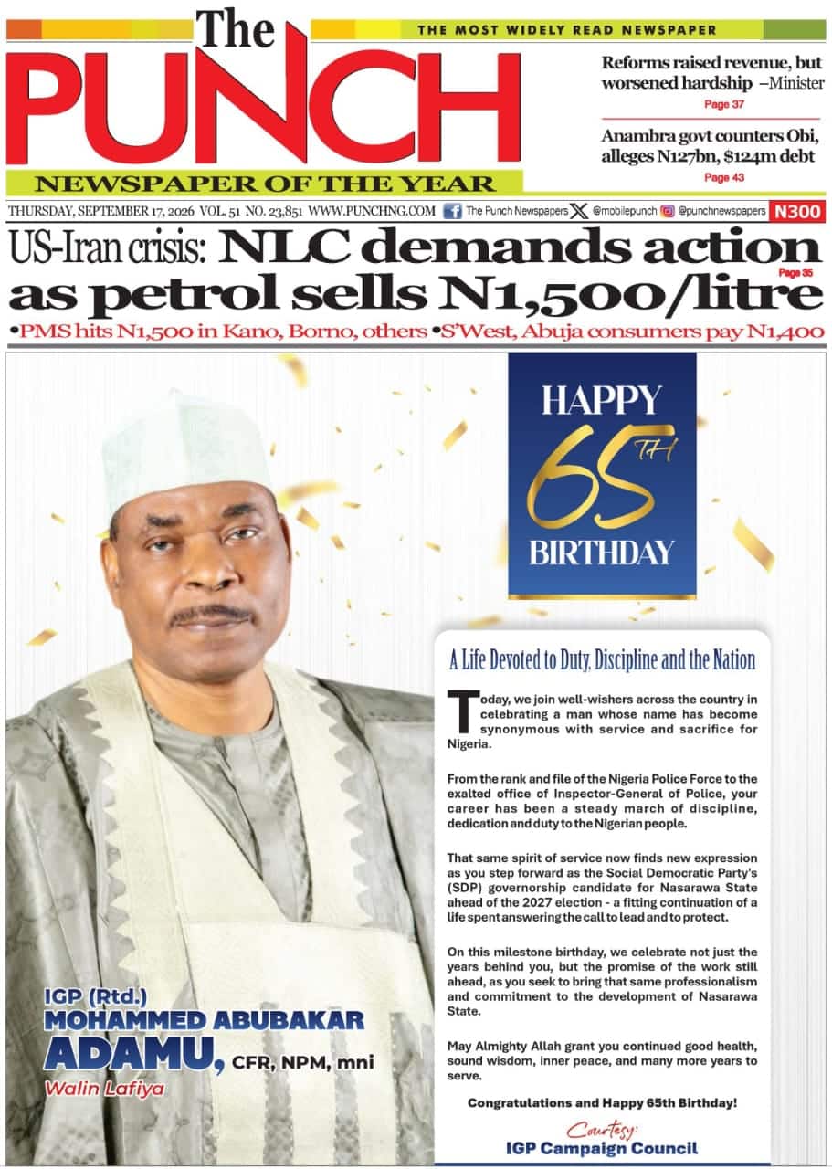 Nigerian Newspapers Daily Front Pages Review | Thursday, 17th September, 2026