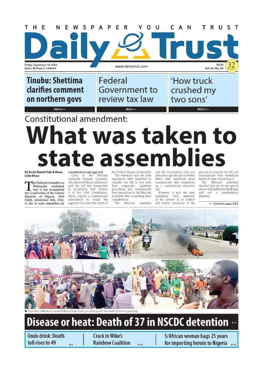 Nigerian Newspapers Daily Front Pages Review | Friday, 18th September, 2026