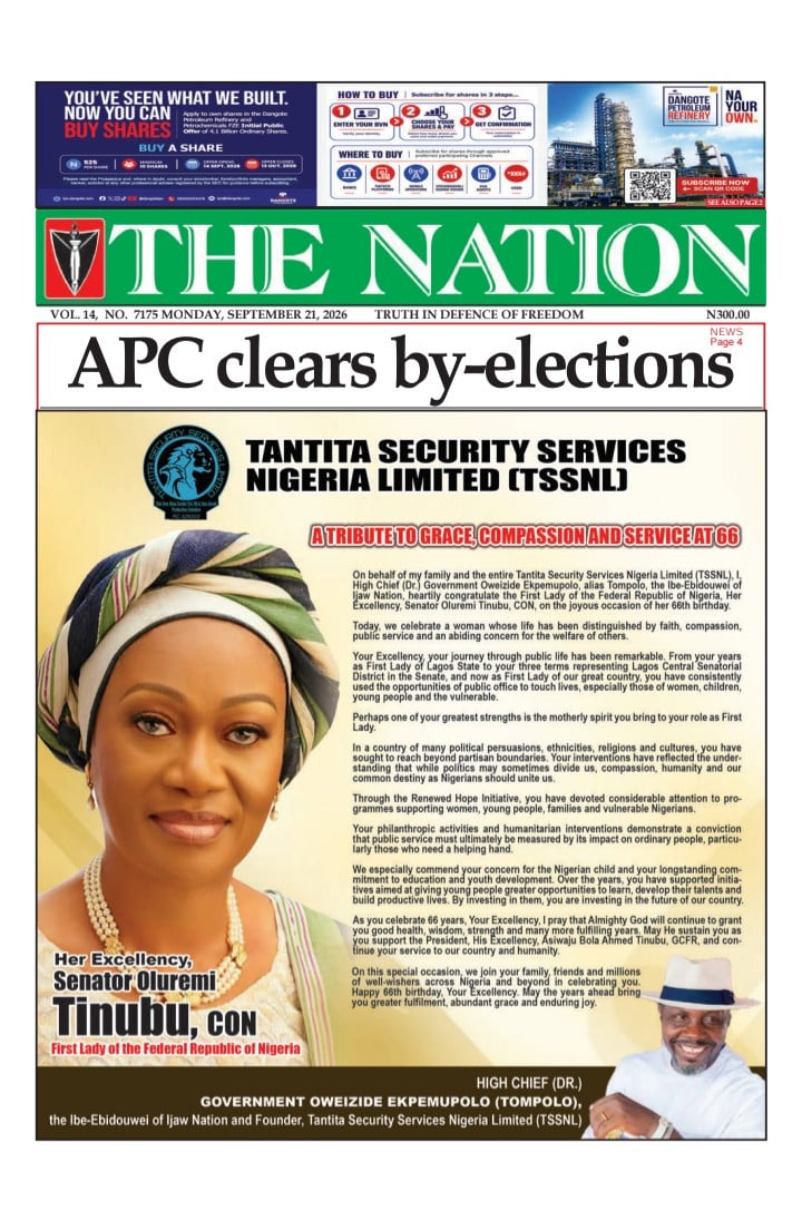 Nigerian Newspapers Daily Front Pages Review | Monday, 21st September, 2026
