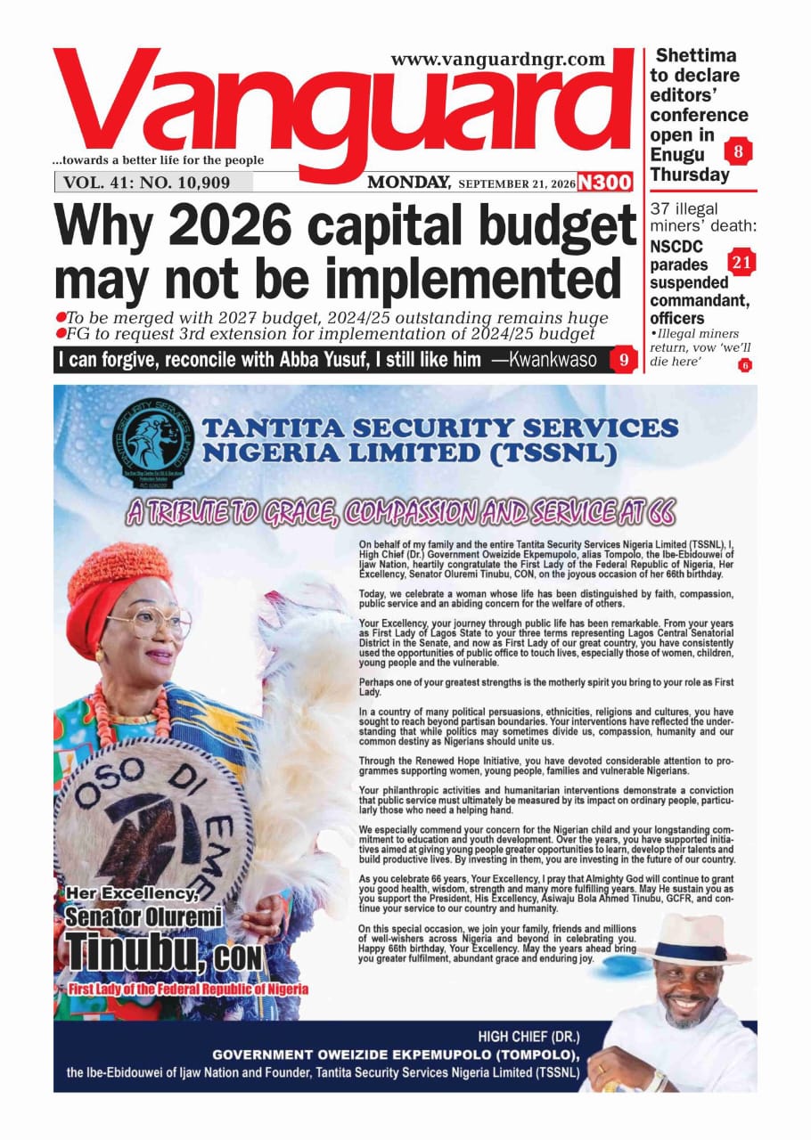 Nigerian Newspapers Daily Front Pages Review | Monday, 21st September, 2026