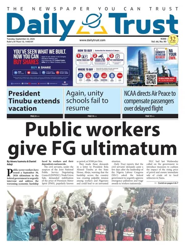 Nigerian Newspapers Daily Front Pages Review | Tuesday, 22nd September, 2026