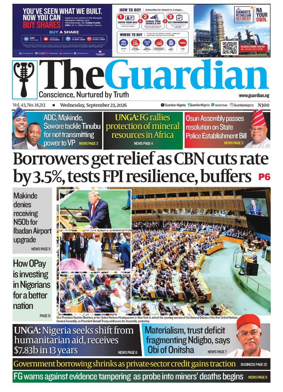 Nigerian Newspapers Daily Front Pages Review | Wednesday, 23rd September, 2026