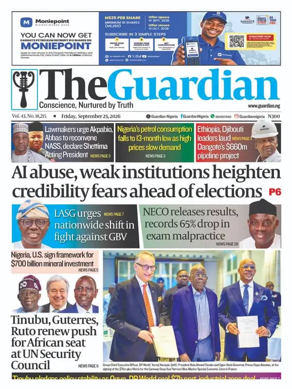 Nigerian Newspapers Daily Front Pages Review | Friday, 25th September, 2026