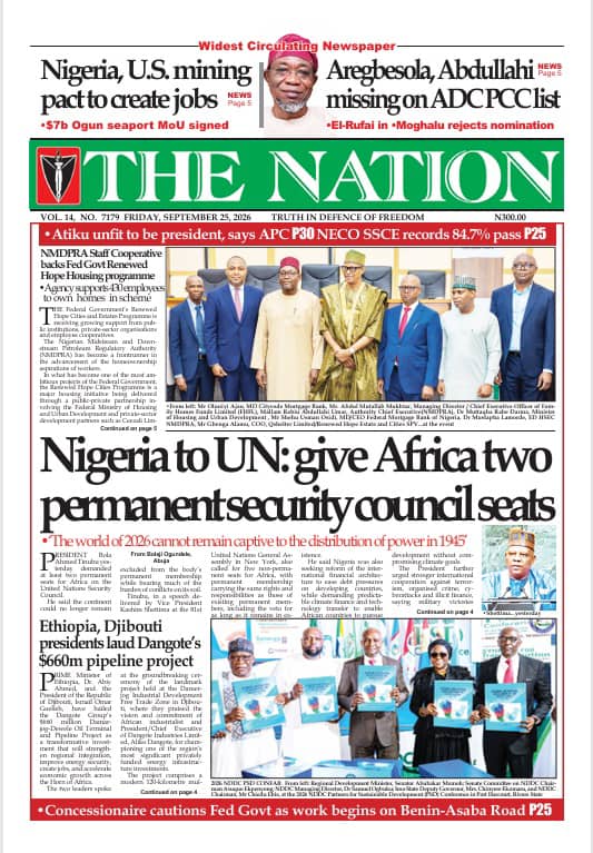 Nigerian Newspapers Daily Front Pages Review | Friday, 25th September, 2026
