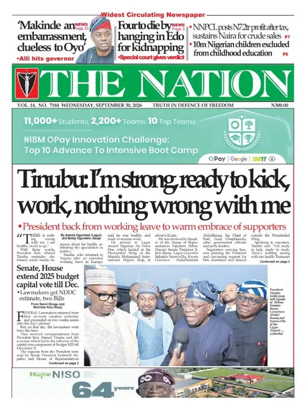 Tinubu Returns, Nationwide Strike, Flood And More… | Nigerian Newspapers Daily Front Pages Review