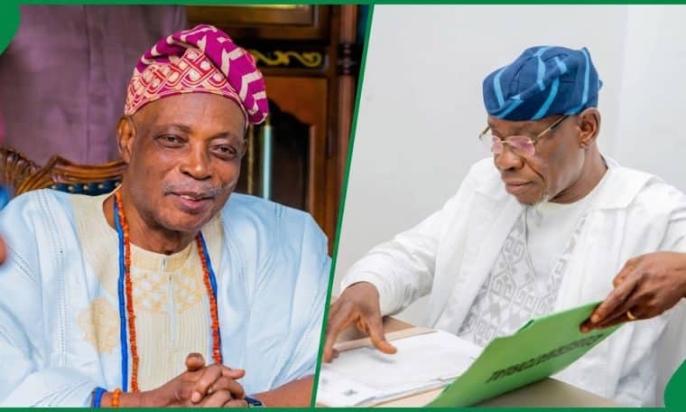 Olubadan of Ibadan Oba Rashidi Ladoja and Oyo PDP Governorship Candidate Barrister Hazeem Gbolarumi