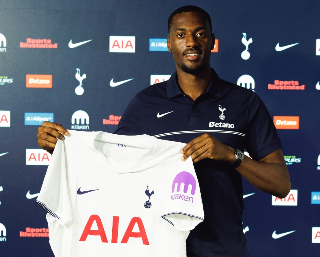 Tosin Adarabioyo during his unveiling at Tottenham Hotspur.