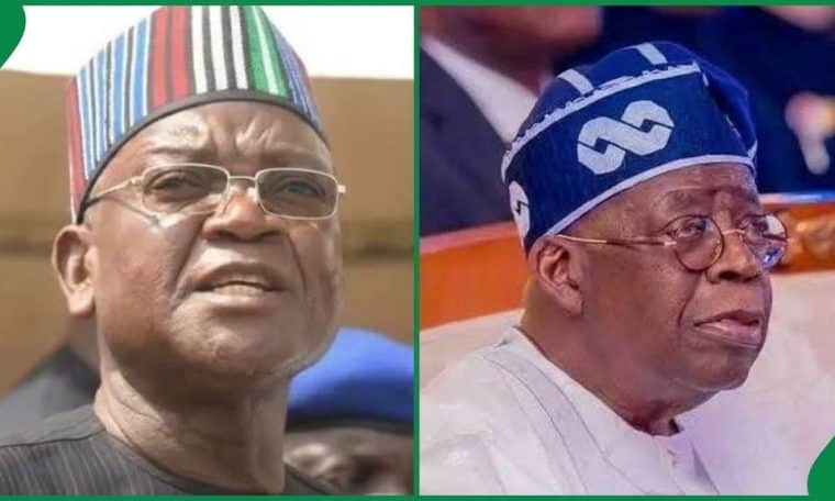 Former Benue State Governor, Samuel Ortom and President Bola Tinubu