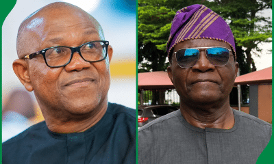 L-R: NDC Presidential Candidate, Peter Obi and Presidential Spokesperson, Bayo Onanuga