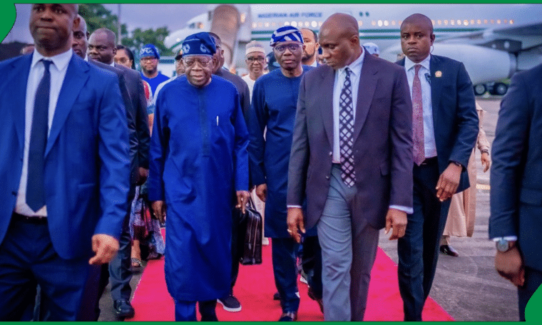 President Bola Ahmed Tinubu and his bodyguards.