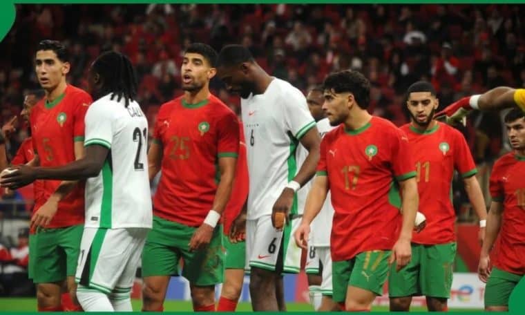 File photo of the Super Eagles of Nigeria and Moroccan players.