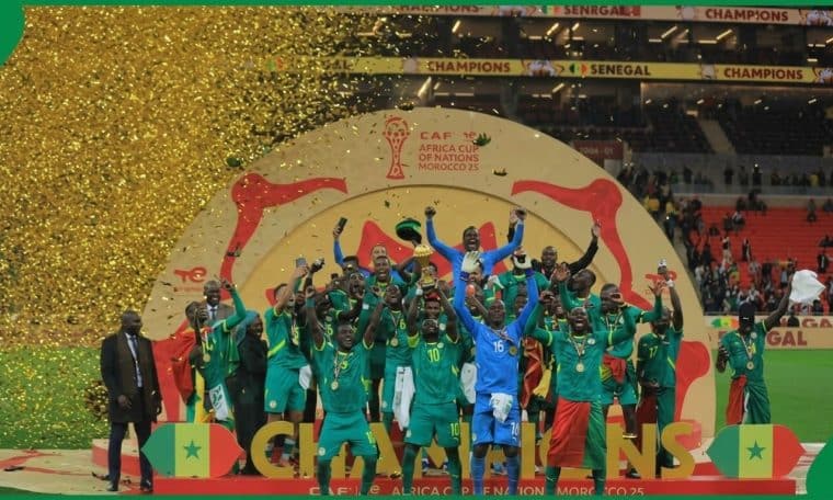 Senegal lifting the 2025 AFCON title