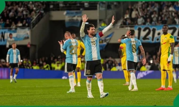 Lionel Messi greeting the fans after playing his last match for Argentina against Benin Republic on October 7, 2026.