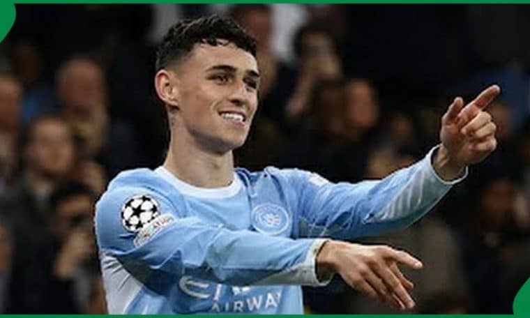 Manchester City star, Phil Foden celebrates after scoring in the UEFA Champions League on Tuesday, October 21, 2026.