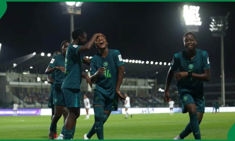 The Flamingos of Nigeria players celebrate their win over Puerto Rico on Tuesday night, October 20, 2026.