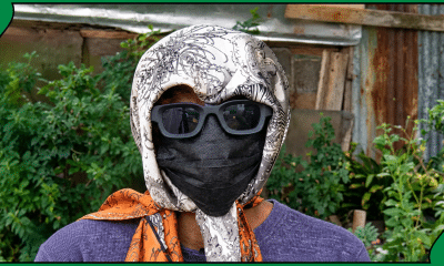 A screengrab from a BBC interview video of the victim (masked).