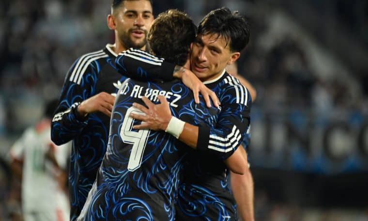 Argentina players celebrate their win over Burkina Faso