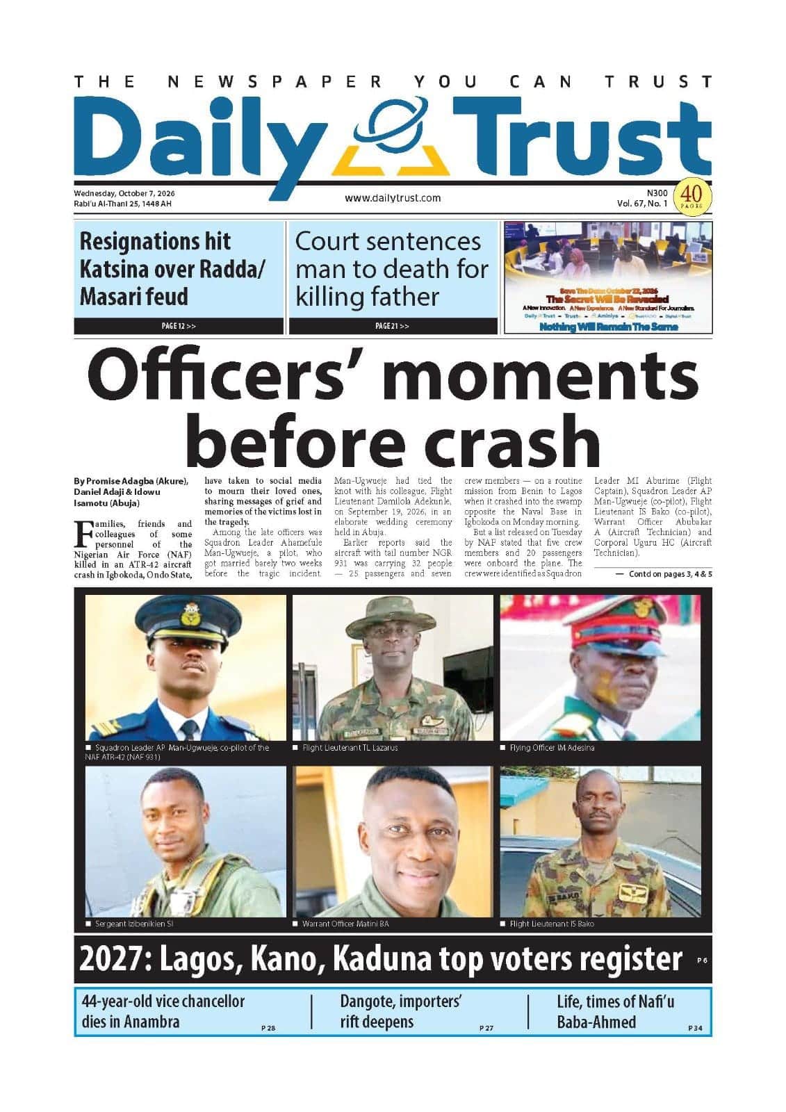 NAF Plane Crash, Wike Meets Fubara, Others | Nigerian Newspapers Daily Front Pages Review