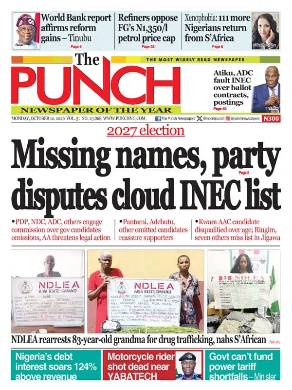 INEC List, Candidates Kick, Energy Cost, Others | Nigerian Newspapers Daily Front Pages Review