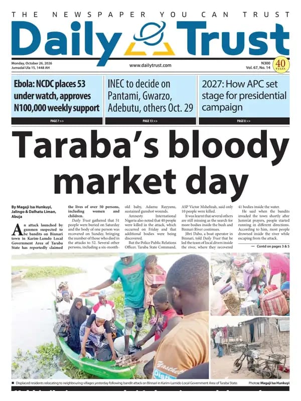 Ebola: 53 Contacts, State Treatment Centres, Others| Nigerian Newspapers Daily Front Pages Review