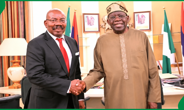 L-R: NELFUND Chairman, Jim Ovia and President Bola Tinubu