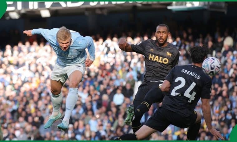 Manchester City Haaland Against Ipswich players