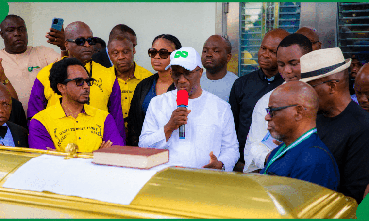 Governor Monday Okpebholo receives Dan Orbih's remains.