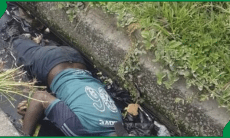 The lifeless body of an unidentified man